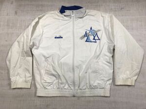 DIADORA ディアドラ オールド ユーロ スポーツ サッカー 古着 ジップアップ トラック ジャケット メンズ 50 白/青