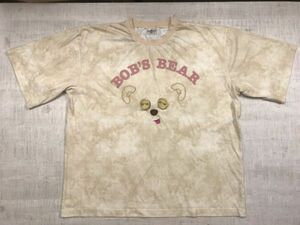 UNIVERSAL STUDIOS JAPAN USJ ミニオンズ ボブ BOB'S BEAR 刺繍 タイダイ・ムラ染め・総柄プリント 半袖Tシャツ メンズ L ベージュ