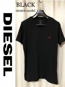 正規 DIESEL 新品未使用 D Black（Vネック） ストレッチ Tシャツ cotton95% elastin5% ディーゼル ブラック★