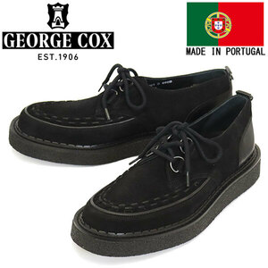 GEORGE COX (ジョージコックス) INTERLACE HATTON ラバーソール レザーシューズ 090B BLACK SUEDE UK9-約28.0cm