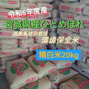 令和5年度 宮城県産ひとめぼれ『精白米20kg』減農薬特別栽培環境保全米