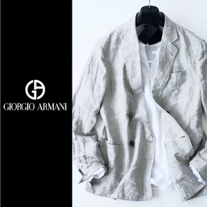 dp549●GIORGIO ARMANI●ジョルジオアルマーニコットンリネンシルク混デザインジャケット●50