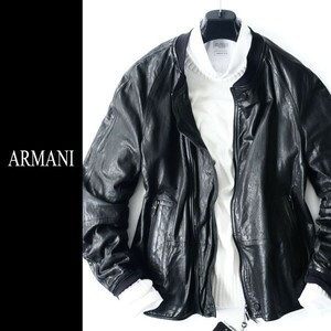 dn246●ARMANIアルマーニ●本革ラムレザージャケット●ダブルジップブルゾン●52