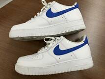 【M】NIKE AIR FORCE 1 '07 LO DM2845-100 エア フォース 白×青 US9.5 27.5ｃｍ 箱付き 使用回数少_画像4