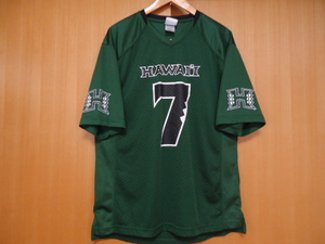 ハワイ　ハワイ大学　アメフト　7番　RAINBOW WARRIORS　スポーツシャツ　Ｔシャツ　濃緑・黒色　Ｍ