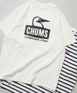 CHUMS×FREAK'S STORE/チャムス 別注 ブービーフェイス バックプリント クルーネックTシャツ　L白