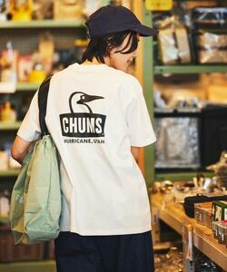  限定展開 CHUMS×FREAK'S STORE/チャムス 別注 ブービーフェイス バックプリント クルーネックTシャツ　L白