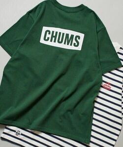 CHUMS×FREAK'S STORE/チャムス 別注 ブービー バックプリント クルーネックTシャツ　L緑