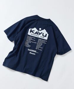 限定展開 KAVU/カブー KAVU×FREAK'S STORE/カブー 別注 ビッグシルエット バックプリントTシャツ/TOUR TEE Lネイビー