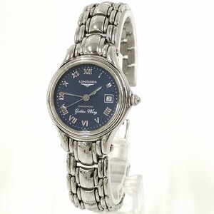 ●LONGINES ロンジン L3.106.4 レディース 腕時計 ネイビー文字盤 クォーツ デイト SS 中古[ne]u590