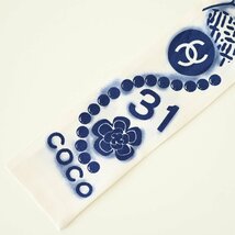 M05 CHANEL シャネル アイコン シルク ツイリー スカーフ ホワイト/ネイビー_画像6