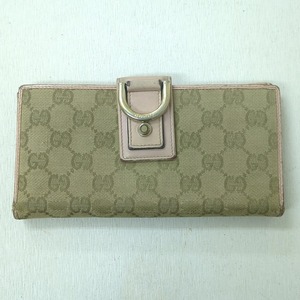 GUCCI グッチ GG 長財布 キャンバス ブラウン ピンク レディース