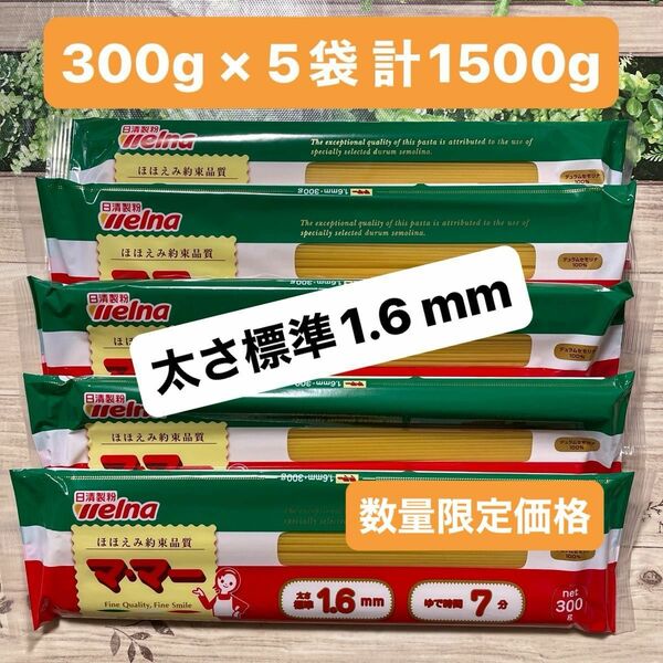 マ・マー スパゲッティ パスタ 日清製粉ウェルナ 300g パスタ麺 5袋セット 数量限定価格
