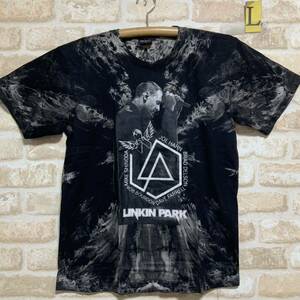 リンキンパーク Tシャツ　Lサイズ　Linkin Park チェスター　絞り染め 半袖 タイダイ ムラ染 ロックバンド チェスター・ベニントン