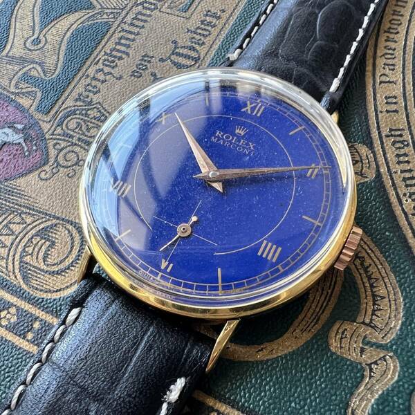 rolex ロレックス　マルコーニ　1910　ブルー　18KGP　手巻き　動作良好　　メンズ腕時計　