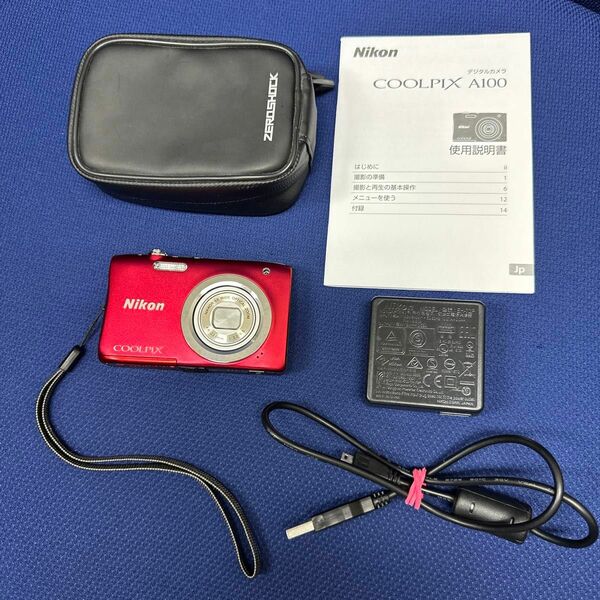 デジカメ Nikon ニコン COOLPIX A100 レッド 美品　ケース付き