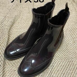 traditional whetherwear ウィングチップ サイドゴアブーツ　レインシューズ　ダークブラウン 38