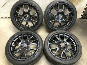 【18×7.5J+50 PCD100 5H】SSRアルミホイール【2２5/40R18】溝有21年製ラジアルタイヤ ４本 インプレッサスポーツ,プリウス