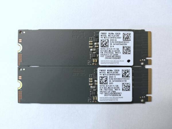 ☆送料無料☆国内発送☆美品☆SAMSUNG NVM Express SSD 128GB PM991 MZ-VLQ1280 2個セット☆動作確認済み☆フォーマット済み 564