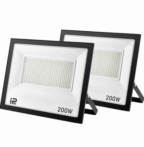 ２台　200W IP66防水 LED 投光器 作業灯26000LM 100V/200V 85-265V対応 2600W相当 