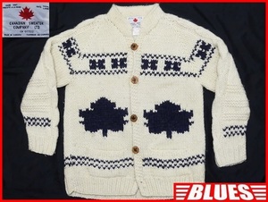 即決★カナダ製 CANADIAN SWEATER★メンズXL位 カウチンセーター カナディアンセーター メープル ネイビー ウールジャケット カーディガン