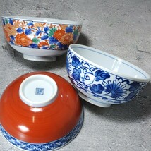 龍峰窯　絵変り飯碗　3客　未使用　/和食器/陶磁器/_画像6