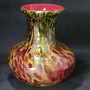 Art hand Auction Kamei Стеклянная ваза ручной работы 25 см Б/у / Поделки из стекла / Основание для цветов / Ваза для цветов / Горшок / Ваза для цветов /, Ремесло, Стекло, Ремесленное Стекло