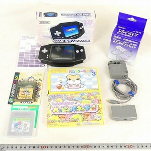  operation goods GBA Game Boy Advance body black outer box manual attaching * soft 4ps.@* adaptor etc. freebie attaching used #DZ498s#