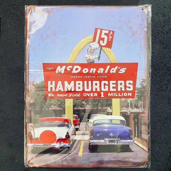 《マクドナルド看板》ブリキ サイン 看板 40㎝ ヴィンテージ ハンバーガー アメリカン雑貨