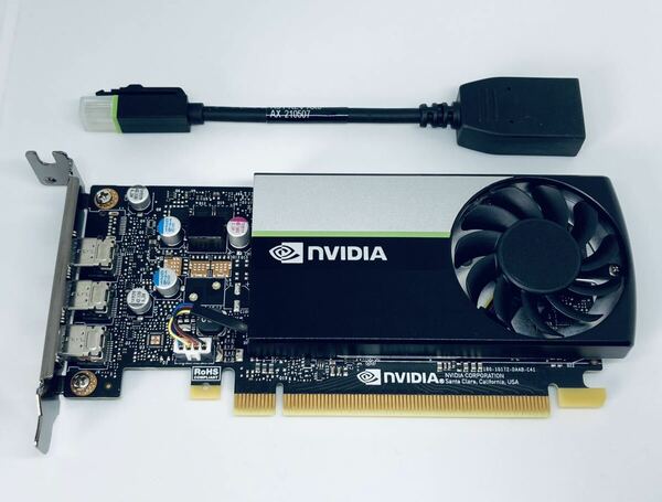 NVIDIA T400 2GB GDDR6★30W★ロープロファイルブラケット★miniDp to DP変換ケーブル（1枚）付き（ブラケットはフリハイトに変更可能）