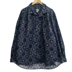 【美品】サイズXL エーアイイー AiE Painter Shirt - Navy Cotton Paisley Print ペイズリーシャツ ブルー　