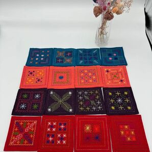 oha*******様専用ラオス　ハンドメイド　刺繍　コースター　16枚