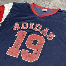 USA製 80s adidas アディダス ゲームシャツ ナンバリング Tシャツ シングルステッチ トレフォイル ネイビー 80年代 ヴィンテージ vintage_画像4