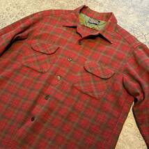 Vintage 50s PENDLETON ペンドルトン オンブレ チェック ウール 開襟 オープンカラー シャツ レッド 50年代 ヴィンテージ ビンテージ_画像4