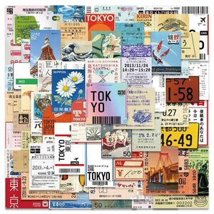 60枚セット　日本の郵便切手　看板　チケット　パーソナライズされたスタンプ　旅行　日記　荷物　コラージュ素材シール