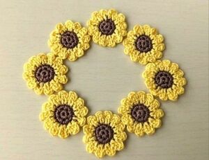 No.774　ハンドメイド　コットン　モチーフ　お花　ひまわり