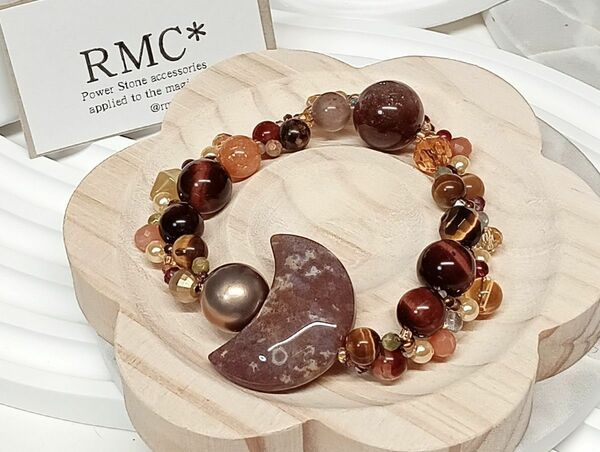 RMC*編みデザイン天然石ブレスレット