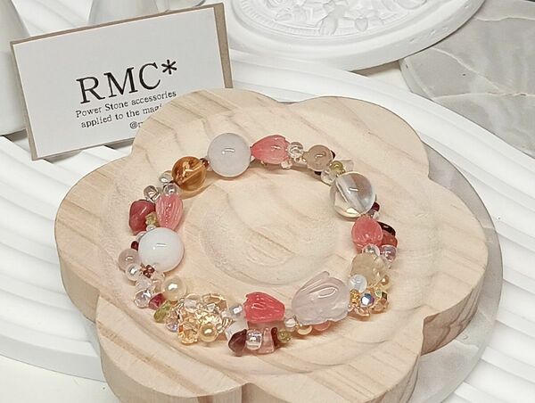RMC*編みデザイン天然石ブレスレット