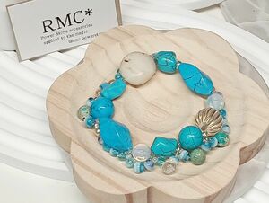 RMC*編みデザイン天然石ブレスレット