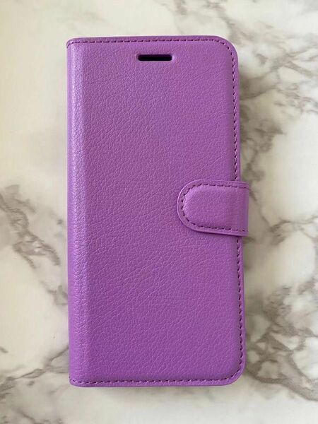 iPhone7/8/SE2/SE3 シンプル レザー手帳型ケース 可愛い パープル　紫