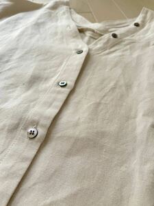 テチチ Techichi リネンシャツ 五分袖シャツ ベージュ系 フリーサイズ
