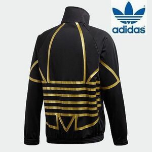 新品 Lサイズ adidas アディダス オリジナルス ビッグ トレフォイル トラックジャケット　ゴールド ブラック 光沢　黒金