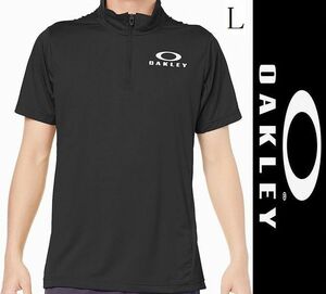 新品 L オークリー OAKLEY モックシャツ 半袖機能ポロシャツ ENHANCE 吸汗速乾　リフレクター　裏点接触 紫外線対策 黒