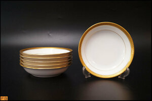 1487-希少◆オールドノリタケ ボウル皿 6枚 ヤジロベー印 金彩 日本陶器会社 アンティーク Noritake