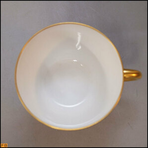1470-大倉陶園◆ブルーローズ カップ＆ソーサー モーニング 金彩 OKURAの画像3