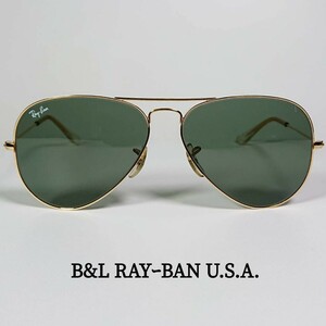 ■レイバン サングラス ボシュロム アビエイター ティアドロップ ゴールド B&L RAYーBAN USA 58□14 サングラス 眼鏡 ケース付　