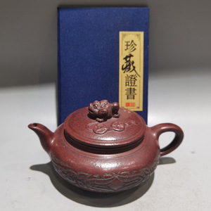 【蔵友館蔵品・紫砂壺・窯變金蟾壺・顧景舟款・龍血砂泥】・茶具・茶道品・希少珍品・賞物・中国古美術