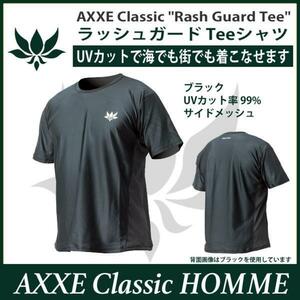 ■AXXE Classic■UV99%カット ラッシュガード Tシャツ [BLACK] Lサイズ／海でも街でも着られます アックスクラッシック