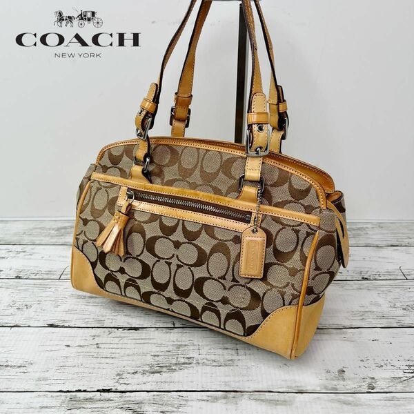 COACH コーチ シグネチャー レザー ハンドバッグ