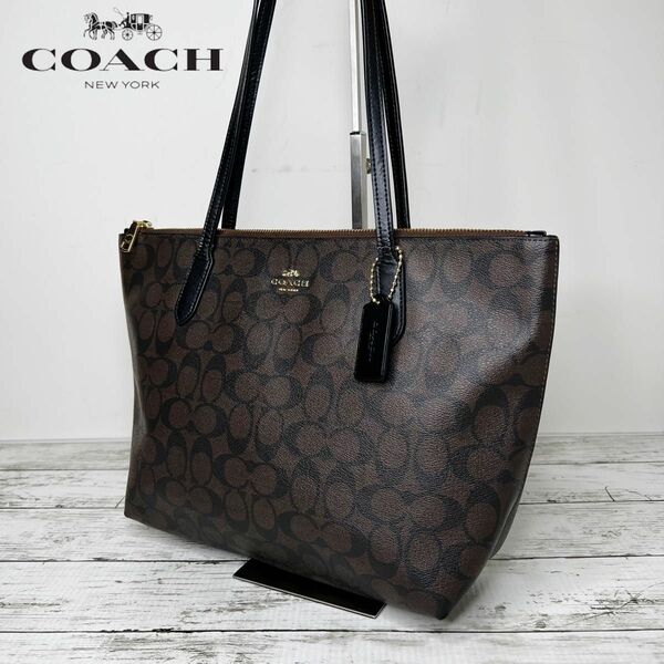 COACH コーチ シグネチャー レザー トートバッグ ハンドバッグM10